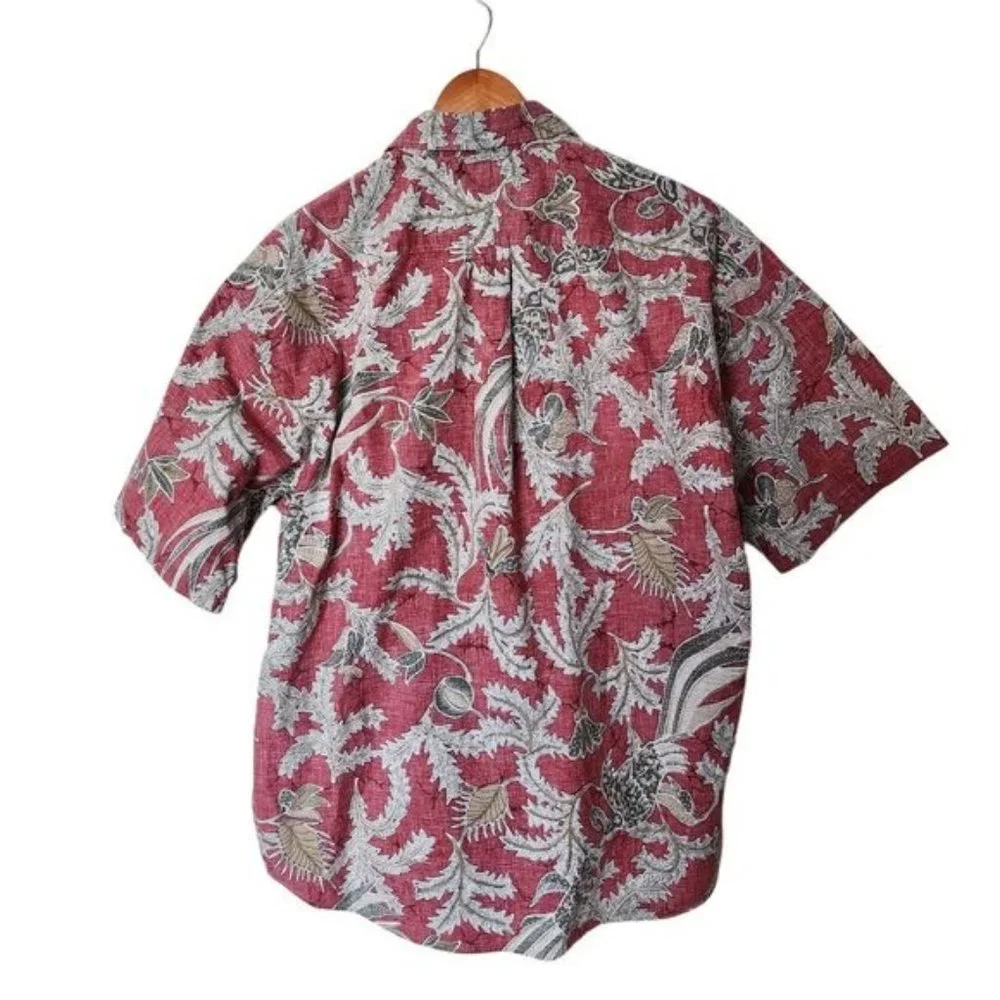 Tommy Hilfiger Golf Red Floral Hawaiian Style Button Up Men's‎ XL Cotton